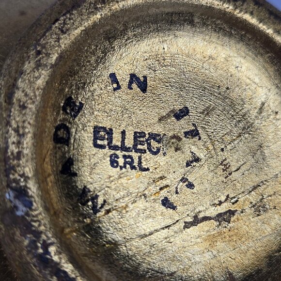 Ellec BRL Handmade Pottery Bowl Distressed Gold Glaze Made in Italy Vintage - Picture 8 of 10